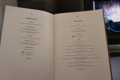 First Class lunch menu