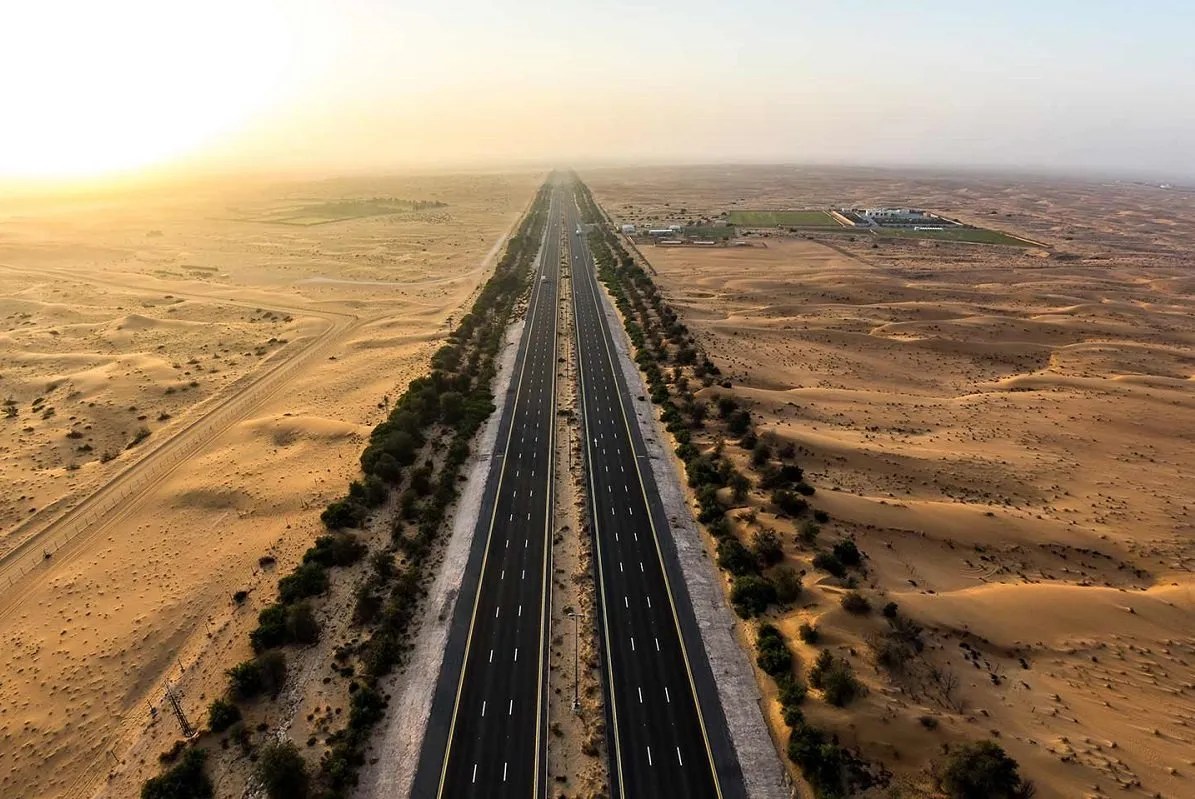 Desert highway in Dubai