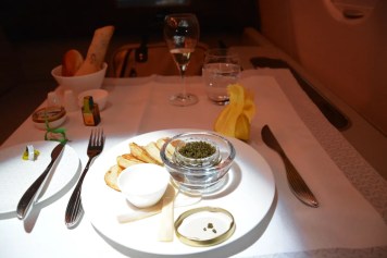 Qatar Airways First Class - Caviar appetizer