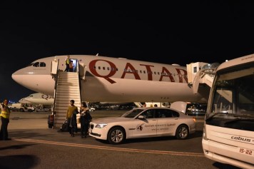 Qatar Airways First Class - Arrival on limousine