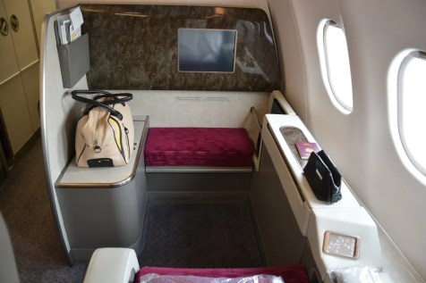 Qatar Airways First Class - Seat from behind