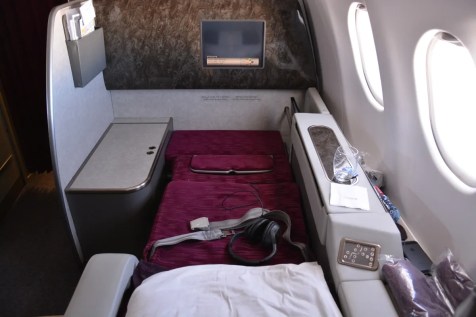 Qatar Airways First Class - Bed from behind