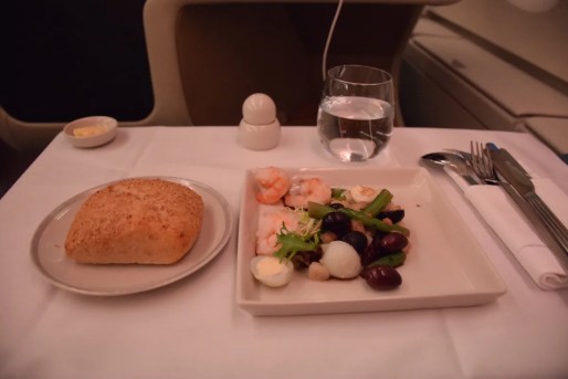 Singapore Airlines A380 Business Class - Dinner starter