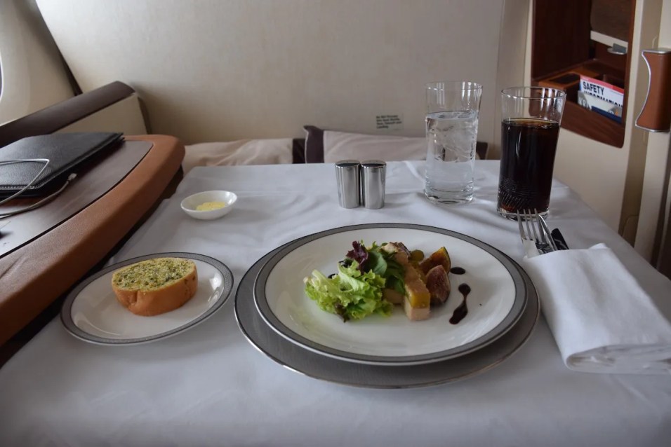 Singapore Airlines A380 Suites - Appetizer duck foie gras