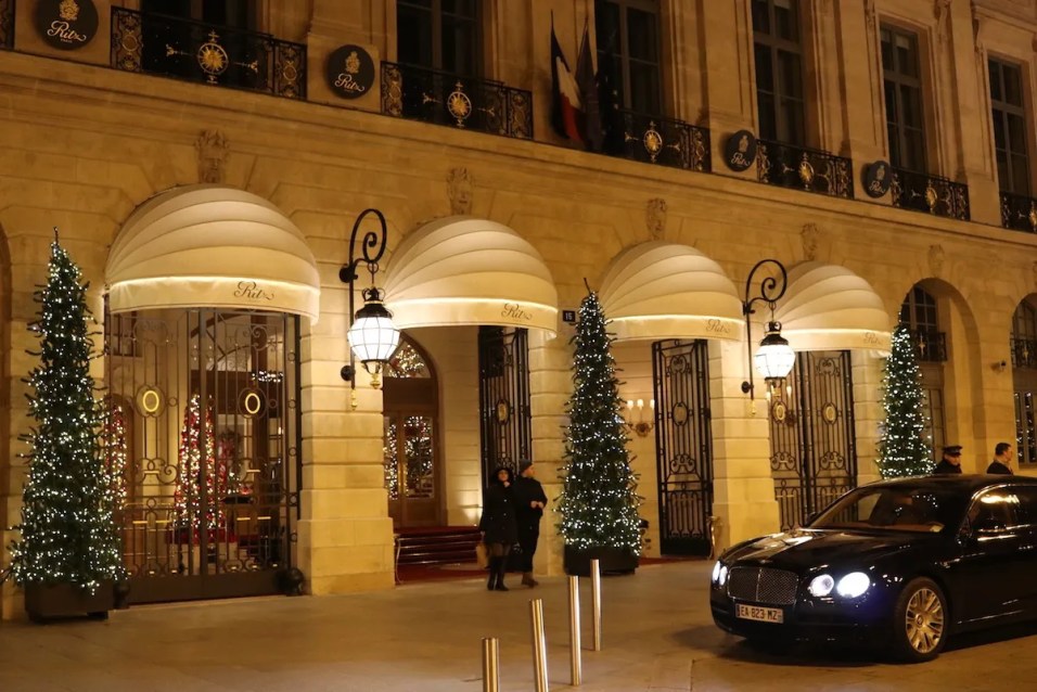 Ritz Paris entrance by night