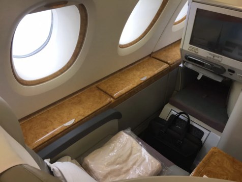 Emirates A380 Business Class - Overview of window seat