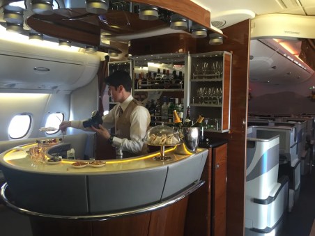 Emirates A380 Business Class - Standalone cocktail bar