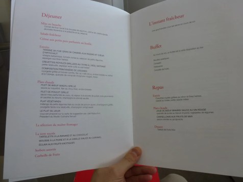 Air France First Class A380 - Dinner menu