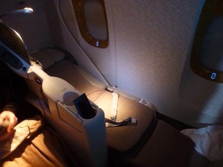 Emirates Business Class - Seat turned into bed